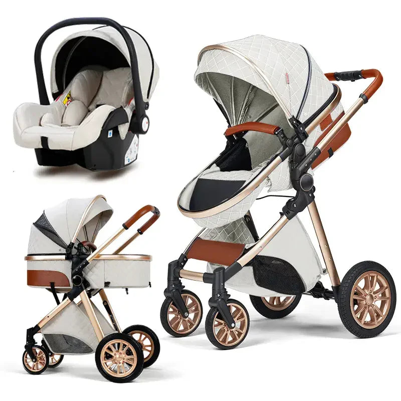 Luxury 4-in-1 Baby Stroller – Foldable & Lightweight